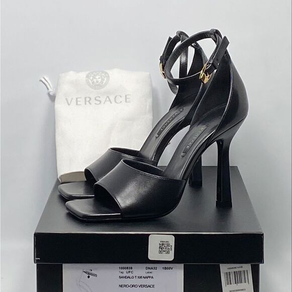 VERSACE Black Medusa Heeled Sandals size 36.5 - Picture 10 of 12